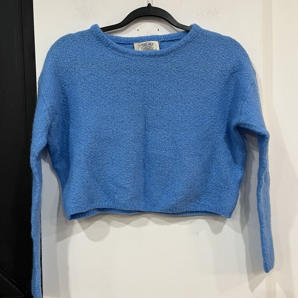 The Able Knitwear Blue Cropped Sweater Wool Mohair